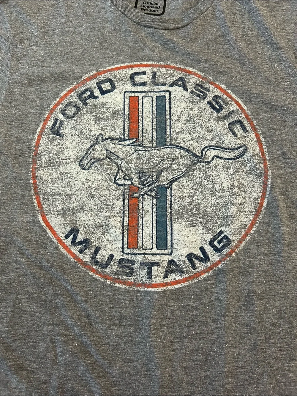 Ford Classic Mustang Graphic Tee Gray Adult Medium Distressed Retro T-Shirt - Picture 4 of 8